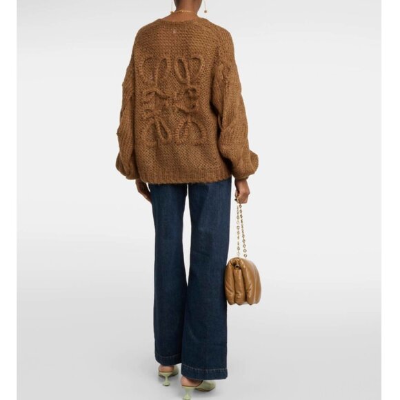 NWOT! Loewe Anagram Open-knit Mohair-blend Cardigan - Picture 4 of 14